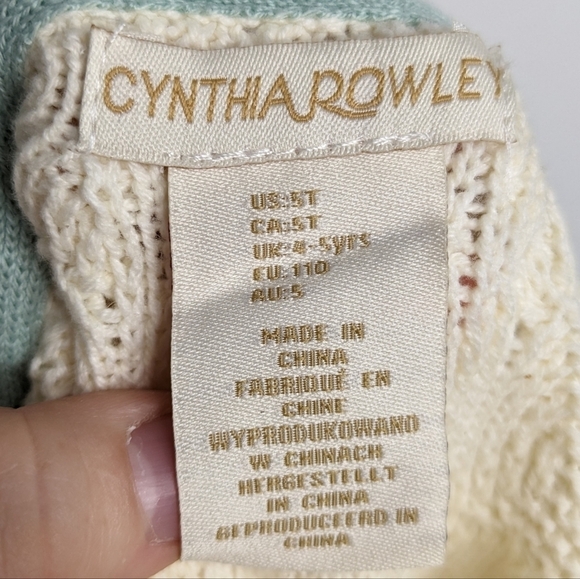 NWT Cynthia Rowley cream blue brown embroidered floral sweater 5T - Picture 6 of 7